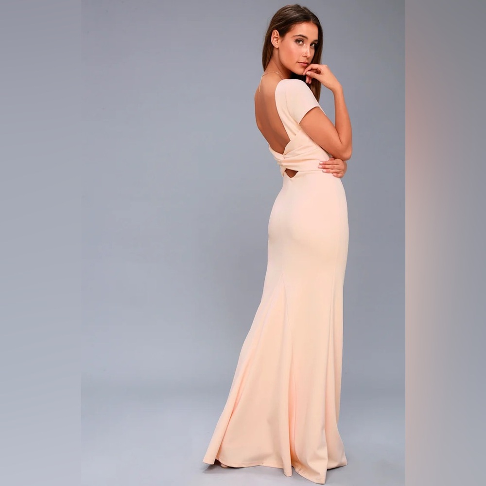 Lulu's Backless Pink/ Peach Maxi Dress
